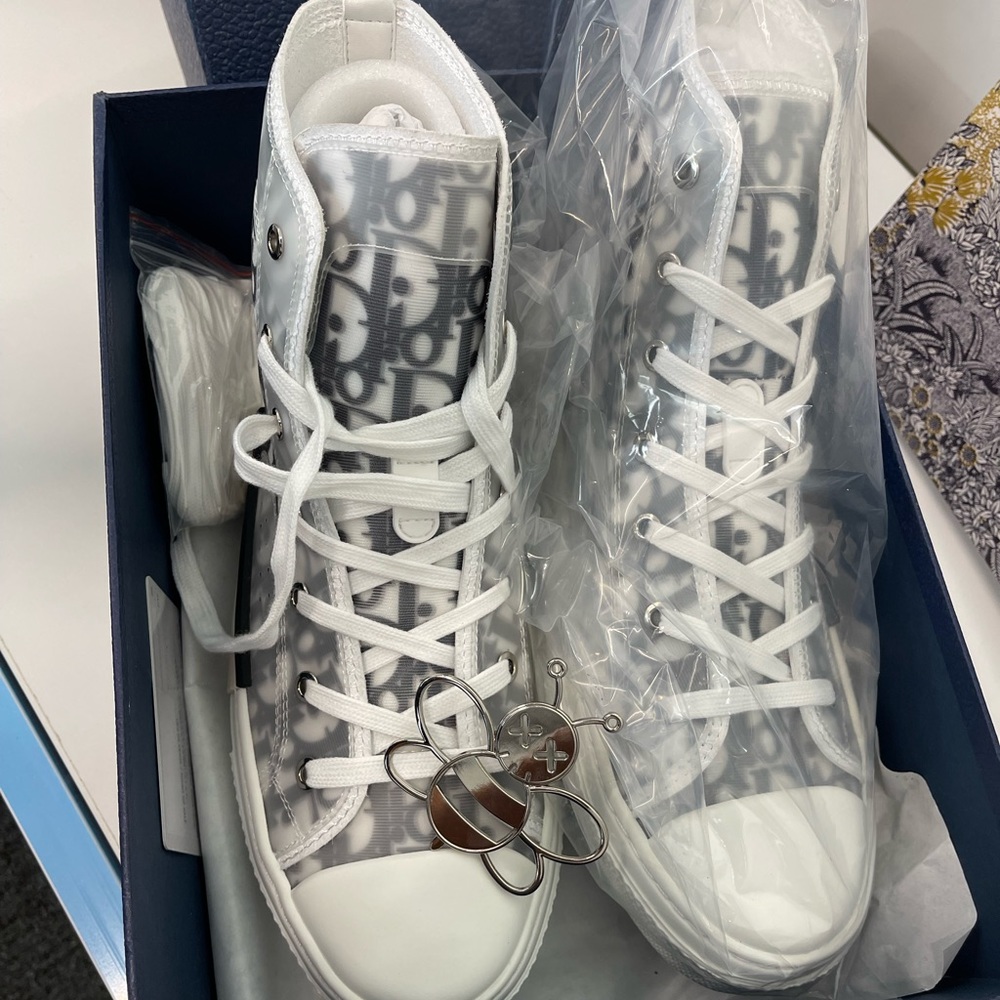 DIOR HOMME:B23 HIGH-TOP in White and Black size 45 - Picture 12 of 14